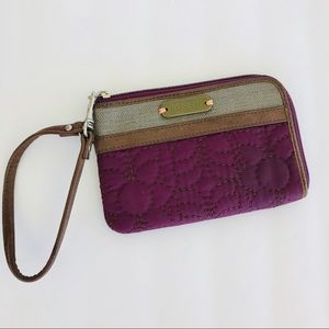Fossil Key-Per zip around wallet wristlet eggplant
